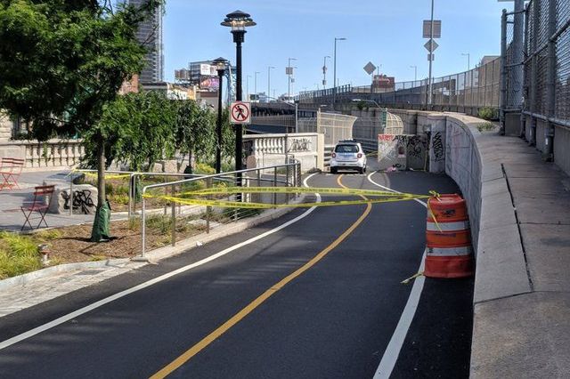Bike lanes on the Manhattan Bridge were closed as police investigated the incident on Sunday